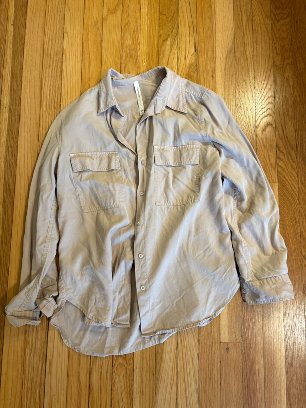 100% Cotton Casual Button-Up Shirt in Light Beige